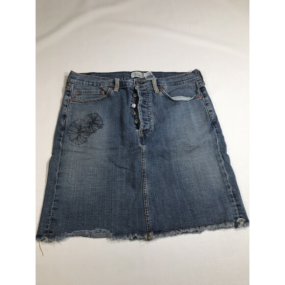 VTG Levi's Denim Skirt Womens Size 14 Button Fly A-Line Pockets 90s Y2K - Picture 2 of 8